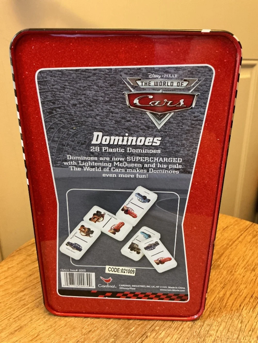 Brand New Vintage Children's Disney Pixar World Of Cars Tin Boxed Dominoes Set